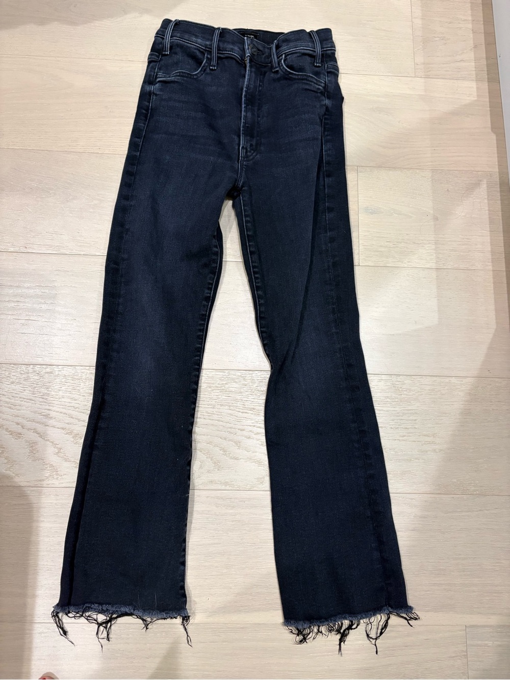 Women’s Mother Jeans Hustler Ankle Fray washed black denim size 26